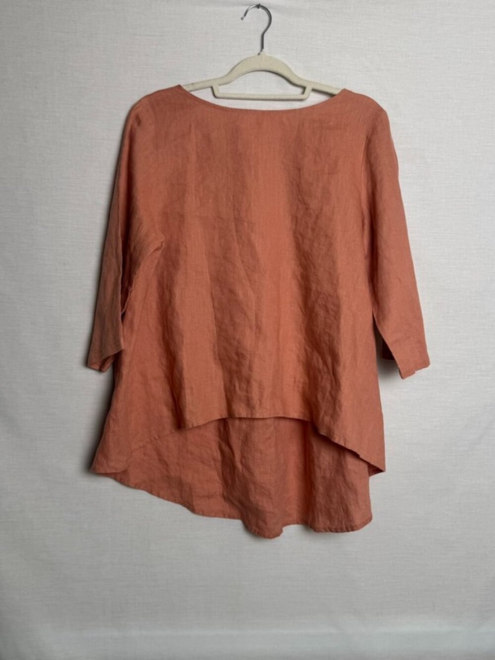 Grae Cove 100% Linen Coral High Low Tunic Top L